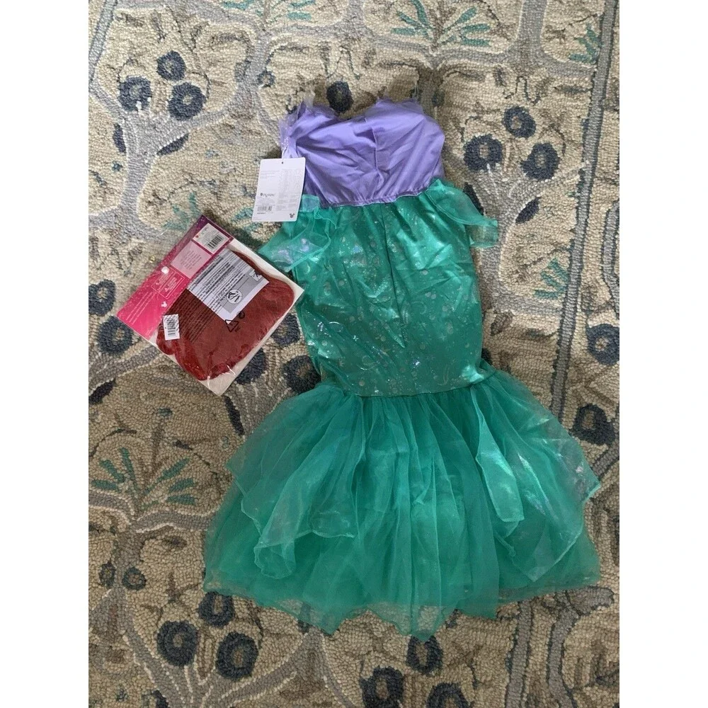 New Ariel The Little Mermaid Costume w/Wig Girls M (7/8) Cosplay Halloween